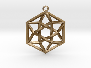 Woven Vector Equilibrium Pendant v2  1.2" in Polished Gold Steel