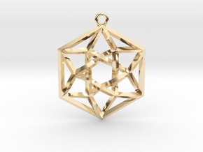 Woven Vector Equilibrium Pendant v2  1.2" in 14k Gold Plated Brass
