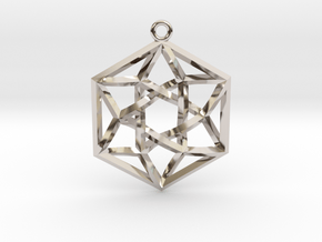 Woven Vector Equilibrium Pendant v2  1.2" in Rhodium Plated Brass