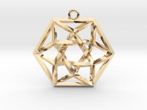 Woven Vector Equilibrium Pendant v1 1.4" in 14K Yellow Gold