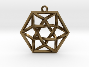 Woven Vector Equilibrium Pendant v1 1.4" in Natural Bronze