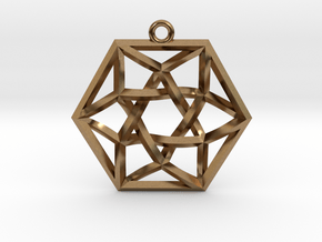 Woven Vector Equilibrium Pendant v1 1.4" in Natural Brass