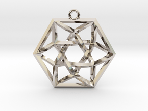 Woven Vector Equilibrium Pendant v1 1.4" in Rhodium Plated Brass