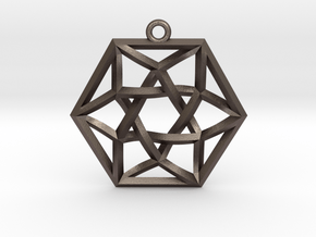Woven Vector Equilibrium Pendant v1 1.4" in Polished Bronzed Silver Steel