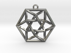 Woven Vector Equilibrium Pendant v1 1.4" in Natural Silver