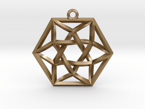 Woven Vector Equilibrium Pendant v1 1.4" in Polished Gold Steel
