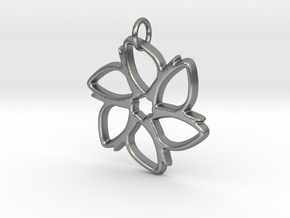 Six-Petaled Flower Pendant in Natural Silver