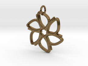 Six-Petaled Flower Pendant in Natural Bronze