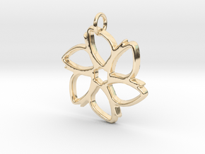 Six-Petaled Flower Pendant in 14k Gold Plated Brass