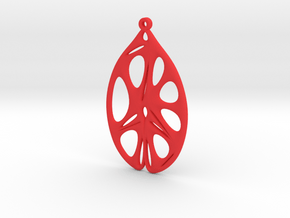 Voronoi Catenoid Curve Earring (001) in Red Processed Versatile Plastic