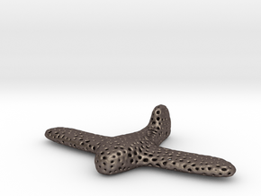 Voronoi Aeroplane Toy in Polished Bronzed Silver Steel
