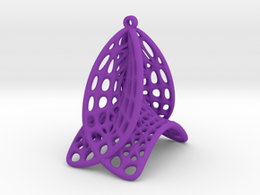 Voronoi Catalan Curve Earring (001) in Purple Processed Versatile Plastic