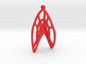 Voronoi Catalan Curve Earring (002) in Red Processed Versatile Plastic