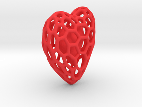 Voronoi Double Heart Pendant in Red Processed Versatile Plastic: Large