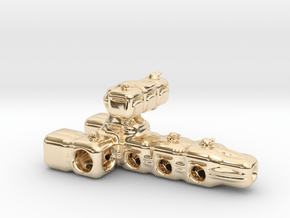 Multi-turret space-cruiser in 14k Gold Plated Brass