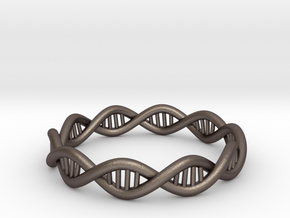 DNA Ring - Size 7 in Polished Bronzed Silver Steel