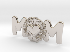 Daisy Mom Heart Pendant in Rhodium Plated Brass: Large