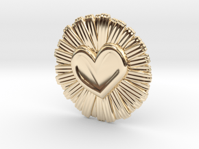 Daisy Heart Pendant in 14k Gold Plated Brass: Medium