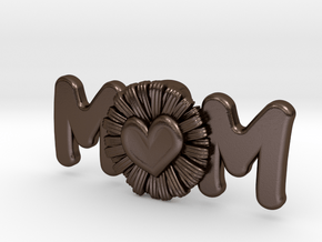 Daisy Mom Heart Pendant in Polished Bronze Steel: Extra Small