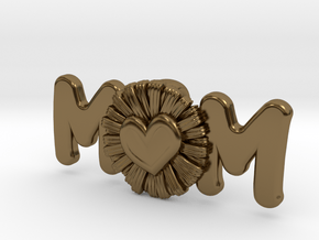 Daisy Mom Heart Pendant in Polished Bronze: Extra Small