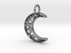 Glistening Moon 20mm Pendant in Natural Silver