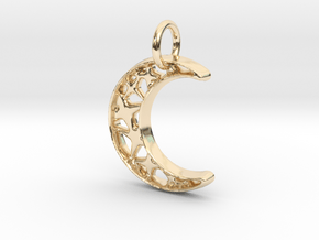 Glistening Moon 20mm Pendant in 14k Gold Plated Brass