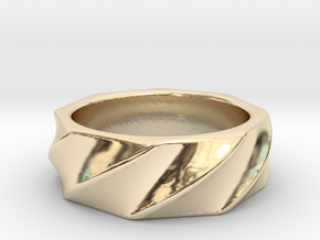 Large twisted ring (different materials available) in 14k Gold Plated Brass: 9 / 59