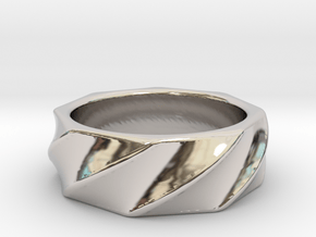 Large twisted ring (different materials available) in Rhodium Plated Brass: 9 / 59