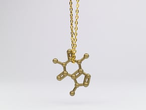 Caffeine Molecule Necklace / Keychain in Natural Brass