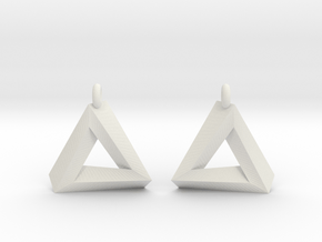 Penrose Triangle - Earrings (17mm | 1x mirrored) in White Premium Versatile Plastic