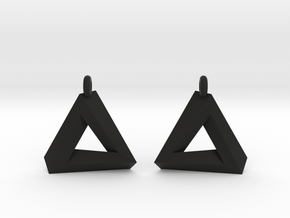 Penrose Triangle - Earrings (17mm | 1x mirrored) in Black Premium Versatile Plastic