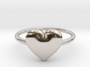 Big single heart ring, Size 7 in Platinum