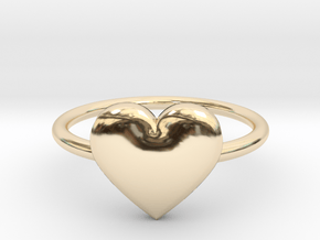 Big single heart ring, Size 7 in 14k Gold Plated Brass