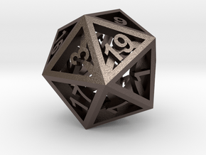 Open Air D20 in Polished Bronzed Silver Steel
