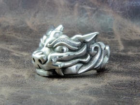 Fu Dog (Komainu) "um" Ring in Polished Silver: 10 / 61.5