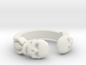Joker's Double-Skull Ring - Plastics in White Premium Versatile Plastic: 7 / 54