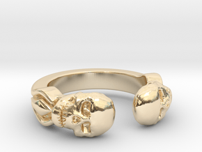 Joker's Double-Skull Ring - Metals in 14k Gold Plated Brass: 7 / 54
