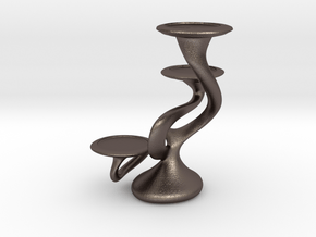 Tripla Candelabra - Votive (1.5") Candle in Polished Bronzed Silver Steel