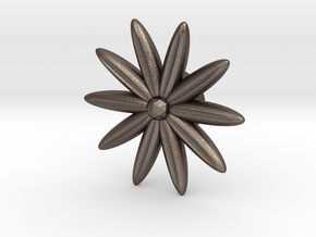 Hole Plug 0001 - flower in Polished Bronzed Silver Steel