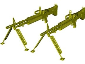 1/18 scale Saco Defense M-60 machineguns x 2 in Tan Fine Detail Plastic