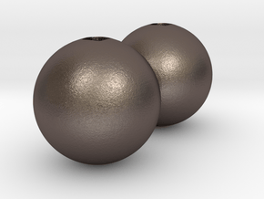 "Like 2 peas in a pod pendant" (peas) in Polished Bronzed Silver Steel