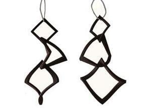 Twisted squares earrings in Black Natural Versatile Plastic