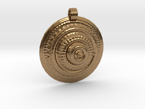 Fractal Round Pendant in Natural Brass