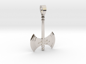 Minoan Double axe [pendant] in Rhodium Plated Brass