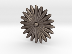 Hole Plug 0002 - flower in Polished Bronzed Silver Steel