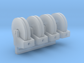 Hose Reel Flat Base 1-87 HO Scale 4 pack in Smooth Fine Detail Plastic