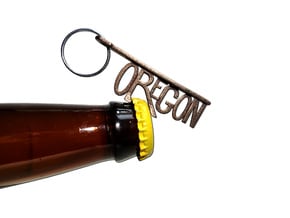 OREGON Bottle Opener Keychain in Polished Bronzed Silver Steel