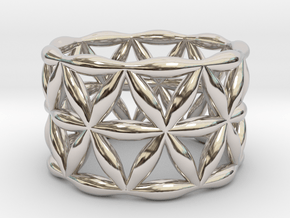 Flower of Life Ring in Rhodium Plated Brass: 5.5 / 50.25
