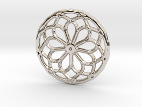 Mandala shape with dots in Rhodium Plated Brass
