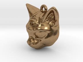 Mystical cat pendant in Natural Brass